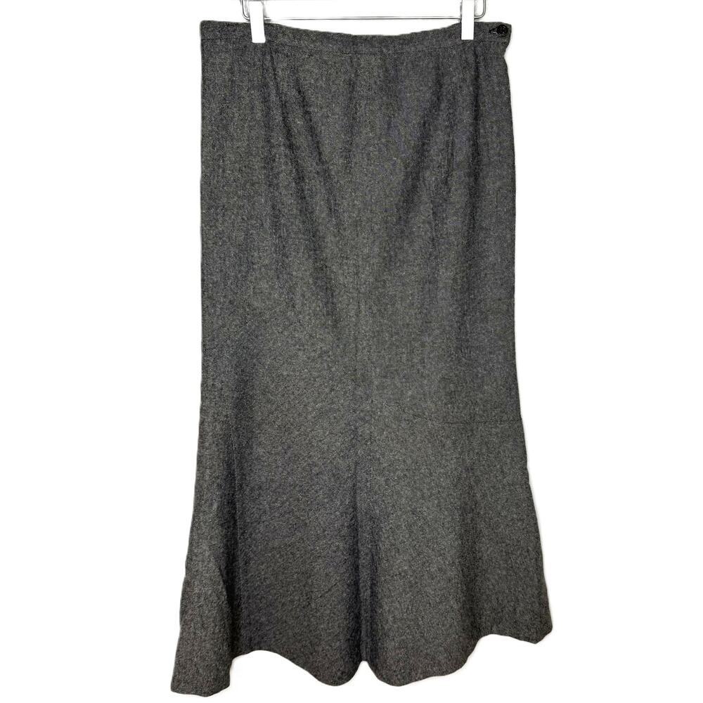 Tristan & Iseut Gray Tweed Maxi-Length Flared Skirt, Elegant Piece, Size 10
